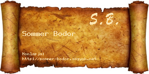 Sommer Bodor névjegykártya